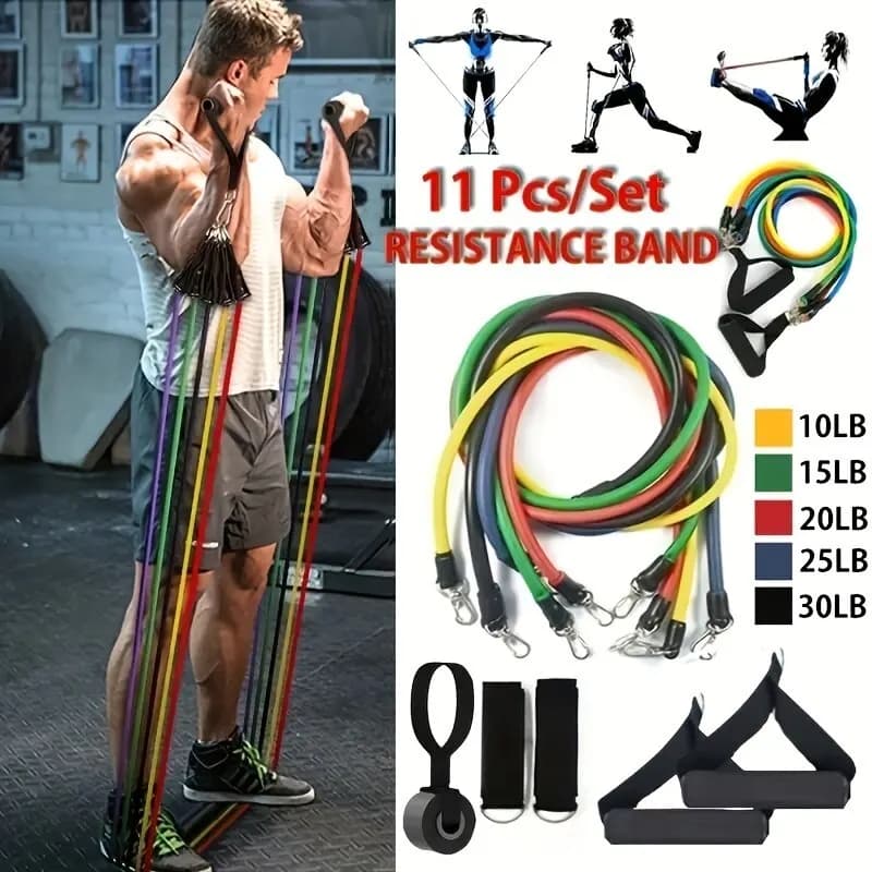 11 pcs/set pull rope, resistance bands, portable fitness equipment, ankle strap, chest expander, elastic band for exercises