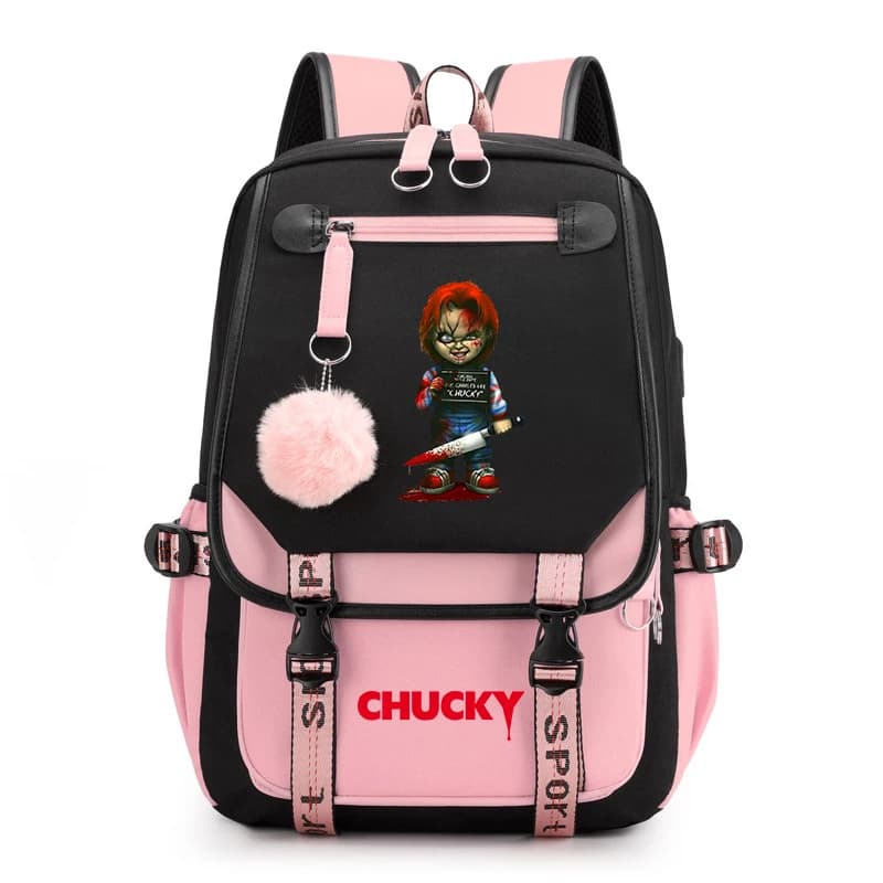 Film Horror gioco per bambini zaino Chucky scuola per adolescenti borse di ricarica USB uomo donna borsa da scuola viaggio Mochila