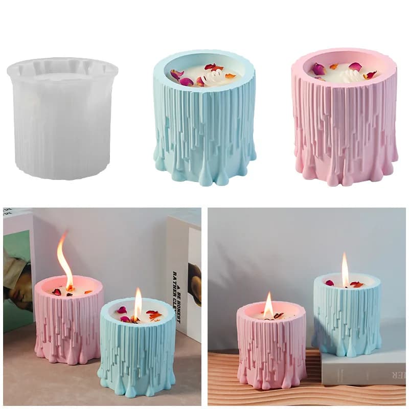 DIY Cylindrical Stump Silicone Candle Cup Mold Handmade Scented Candle Aromatherapy Plaster Decorative Ornaments Mould
