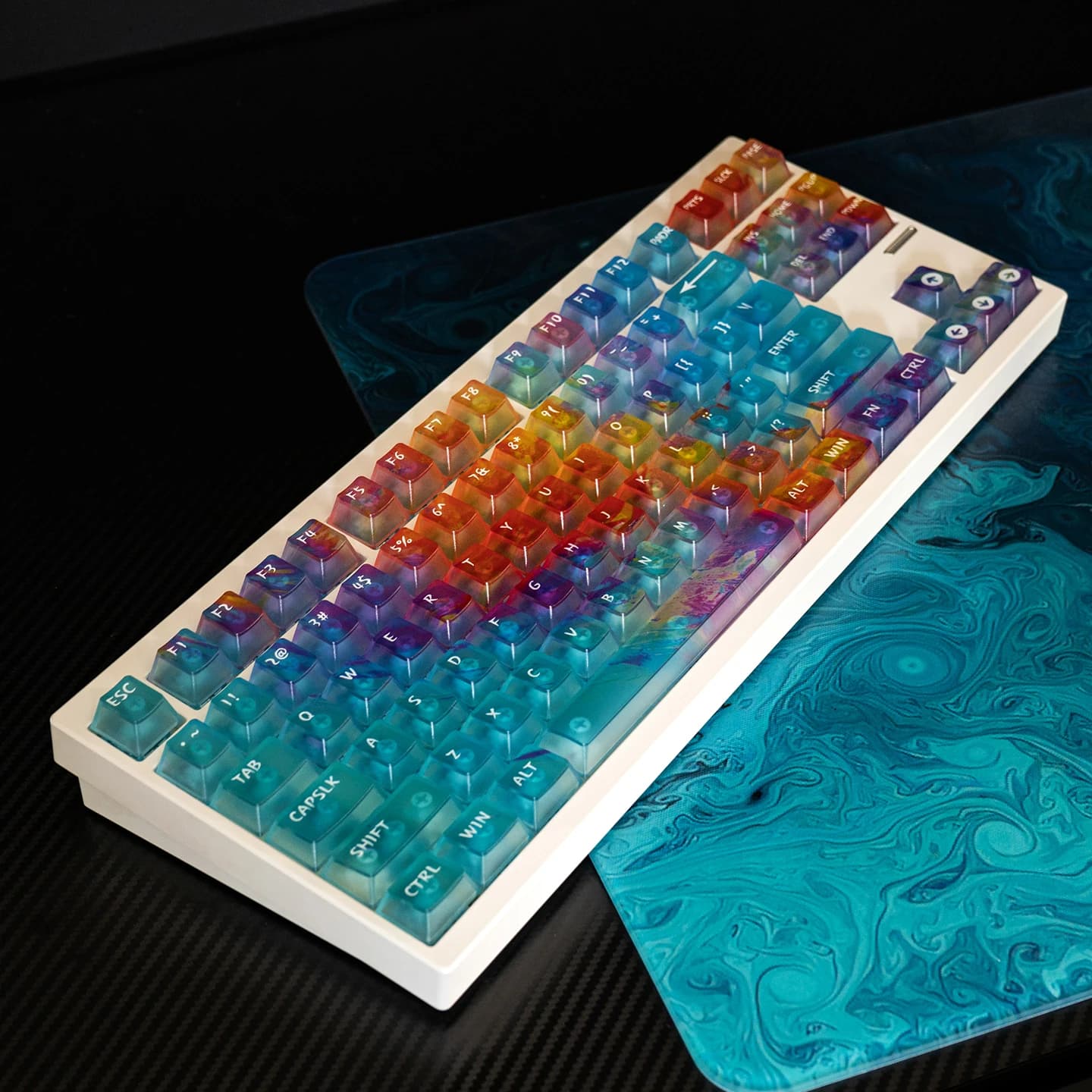 Set di copritasti a tema sfumato al neon Cappucci per tastiera con profilo Cherry AI3D trasparenti per PC personalizzati per accessori per tastiera meccanica