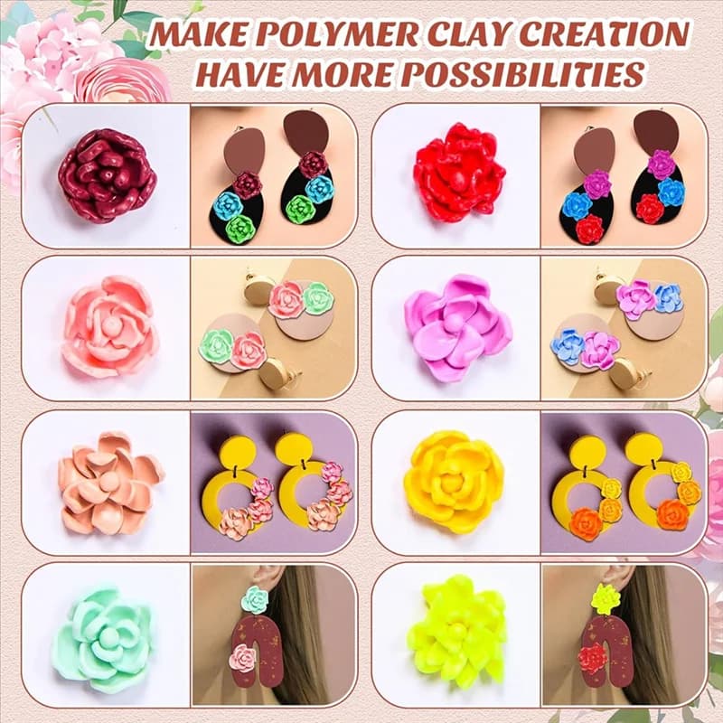 HHO-Mini Formine per argilla petalo Set 10 forme Stampi per fiori in argilla polimerica per realizzare orecchini Mini kit per realizzare gioielli