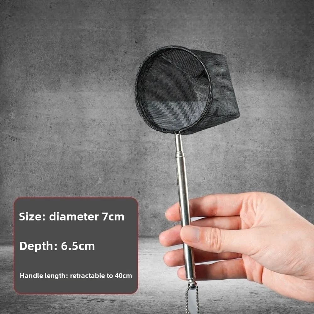Mini reti da pesca con palo telescopico portatile Reti da pesca rotonde multi-dimensione per acquario Rete fine con manico in metallo Reti per gamberetti Uso domestico