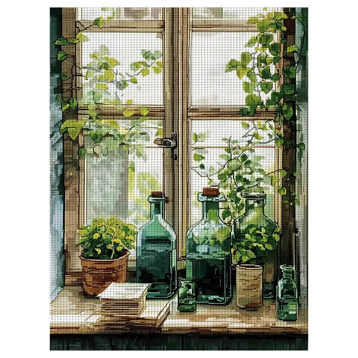 1pc 30X40CM/11.8*15.74inch windowsill Stamped Cross Stitch Kit DIY Kit 11/14/16CT DIY Embroidered Set DIY Cross-Stitch Set