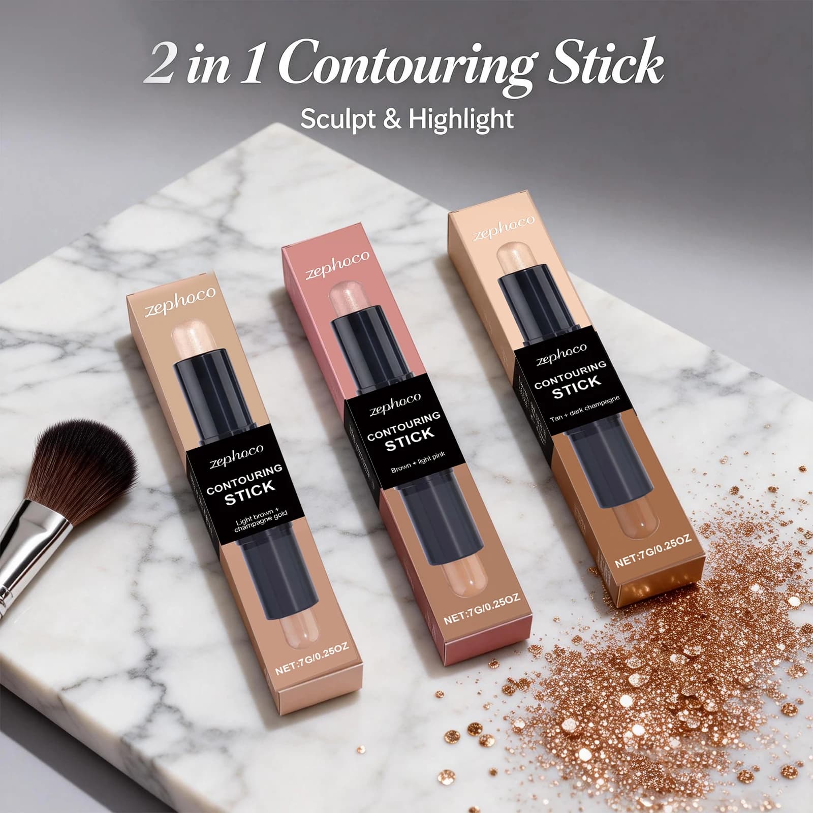 Stick Contouring 2 in 1: Illumina e Rimpolpa il Viso, Contouring Naturale dei Contorni Facciali, Impermeabile e a Lunga Durata, Illuminante per il Trucco