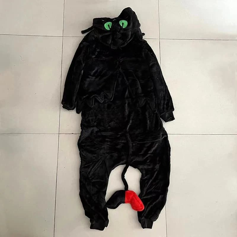 ♥Halloween Cosplay Costume Dragon White Black Adult Unisex Flannel Pajamas Anime Train Your Night Fury Sleepwear E46★ 20026 New