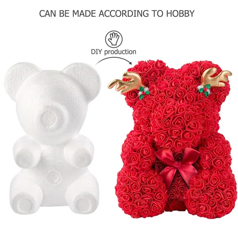 35/25 cm Schiuma Orso Modello Coniglio Cane Stampo FAI DA TE PE Rosa Fiore Orso Per Regali di San Valentino per la Fidanzata Compleanno Rosa Teddy Bea