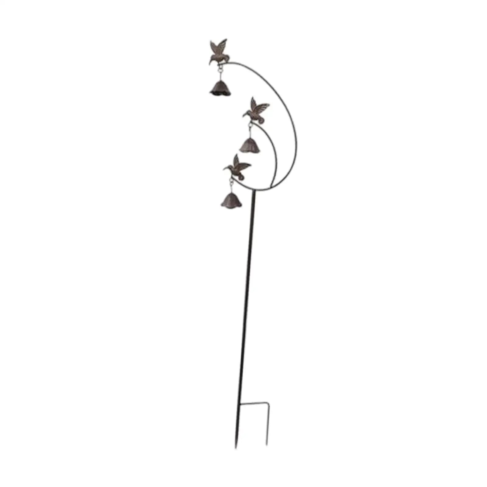 Hummingbird Metal Decorative Garden Stake with Wind Chimes, Yard Art Decor, Weatherproof for Patio Backyard Outside Landscape