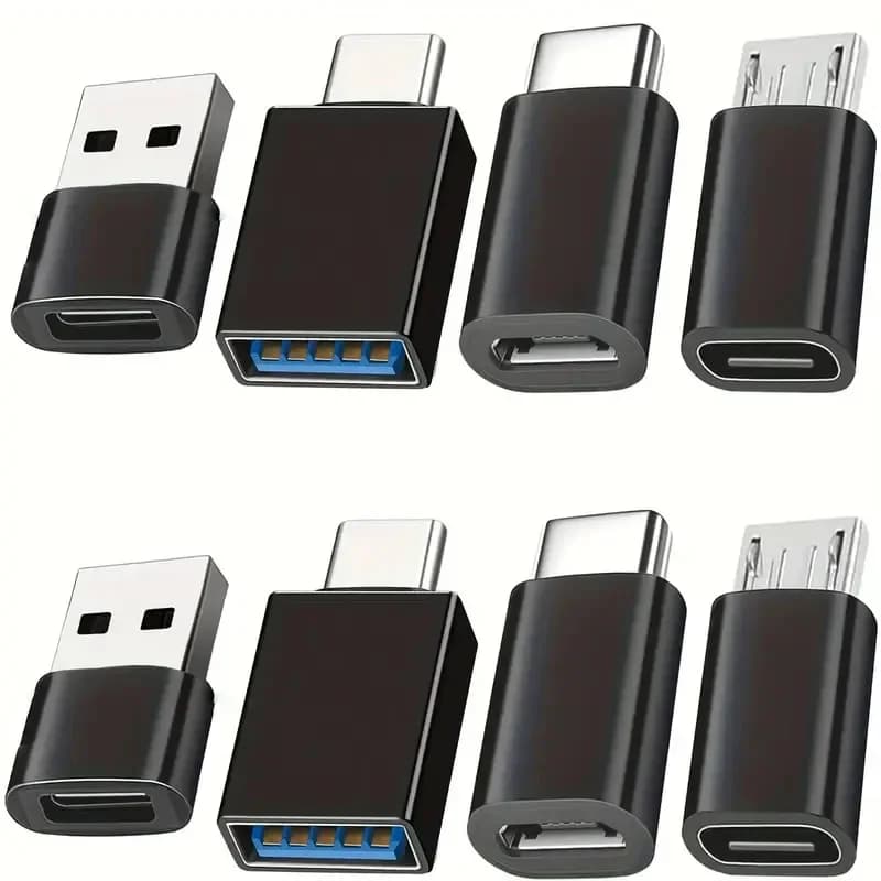Set di 8 Adattatori USB a USB-C, Connettore OTG da USB Femmina a USB Maschio, Convertitore Micro USB a USB-C per Laptop e Smartphone