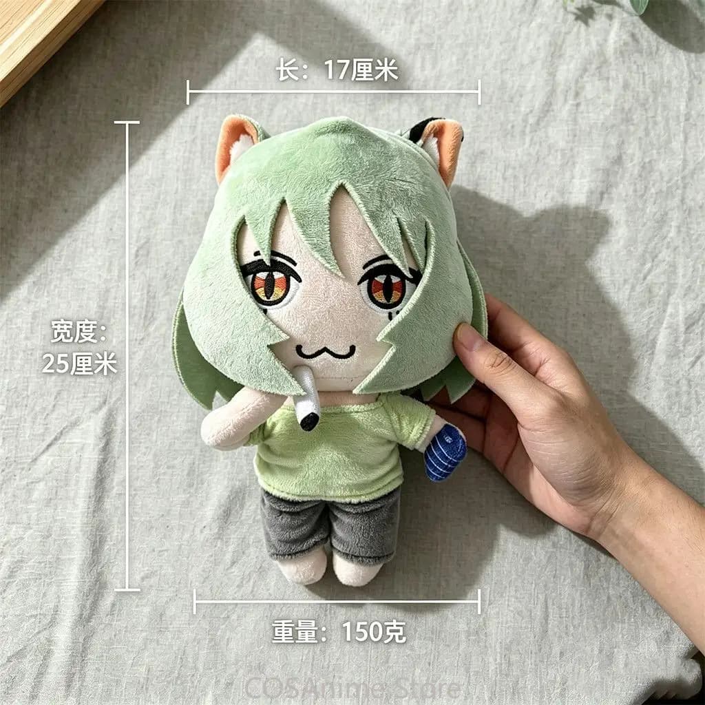 Chainsmoker Cat YaniNeko 25cm Cute Anime Cartoon Cosplay Stuffed Cotton Doll Toys Puppet Figures Plushie Christmas Fans Gift