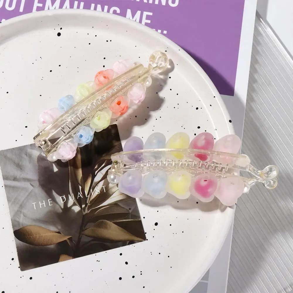 Vertical Clip Acrylic Hair Clips Frosted Colorful Claw Clips Love Heart Star Ponytail Holders Curly Long Straight Short Hair