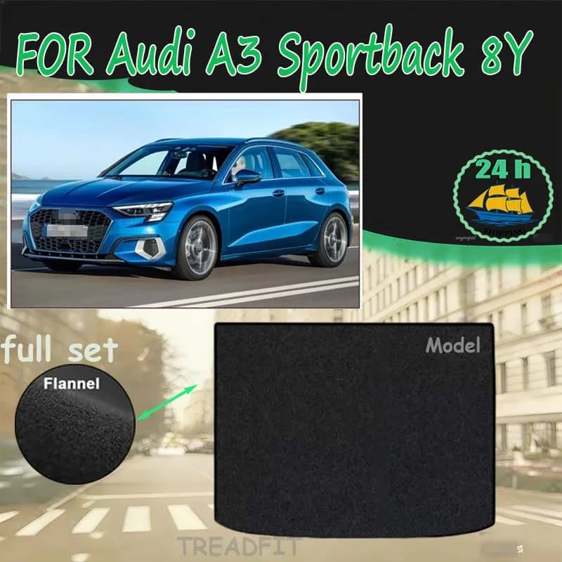 TREADFIT Rear Trunk Mat For Audi A3 Sportback 8Y 2021~2023 Boot Cargo Liner Tray Trunk Luggage Floor Carpet Pads Auto