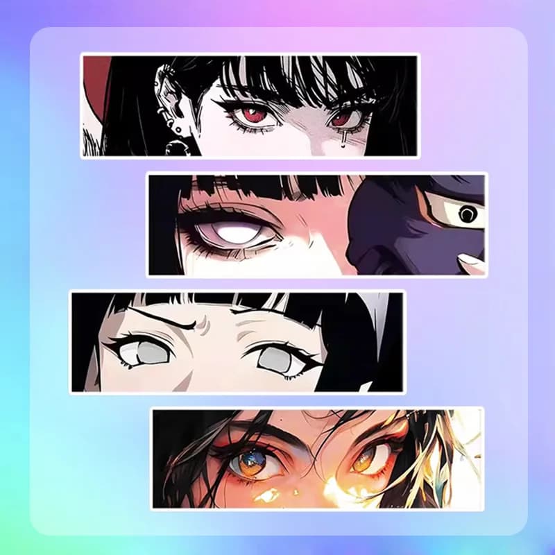 1PC Anime Eye JDM Vinyl Decals Waterproof Car Motorcycle Stickers Window Bumper Helmet Electric Scooter DIY Decor