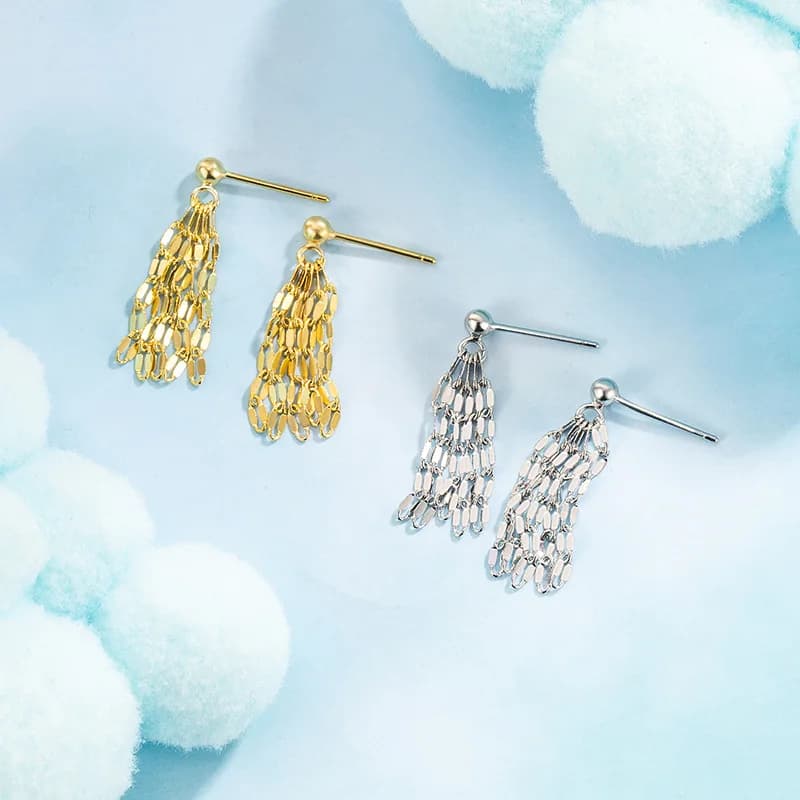 Orecchini in nappa a catena corta con ago in argento 925 Nuovo design popolare per le orecchie da donna Cerchi eleganti in stile di piccola nicchia