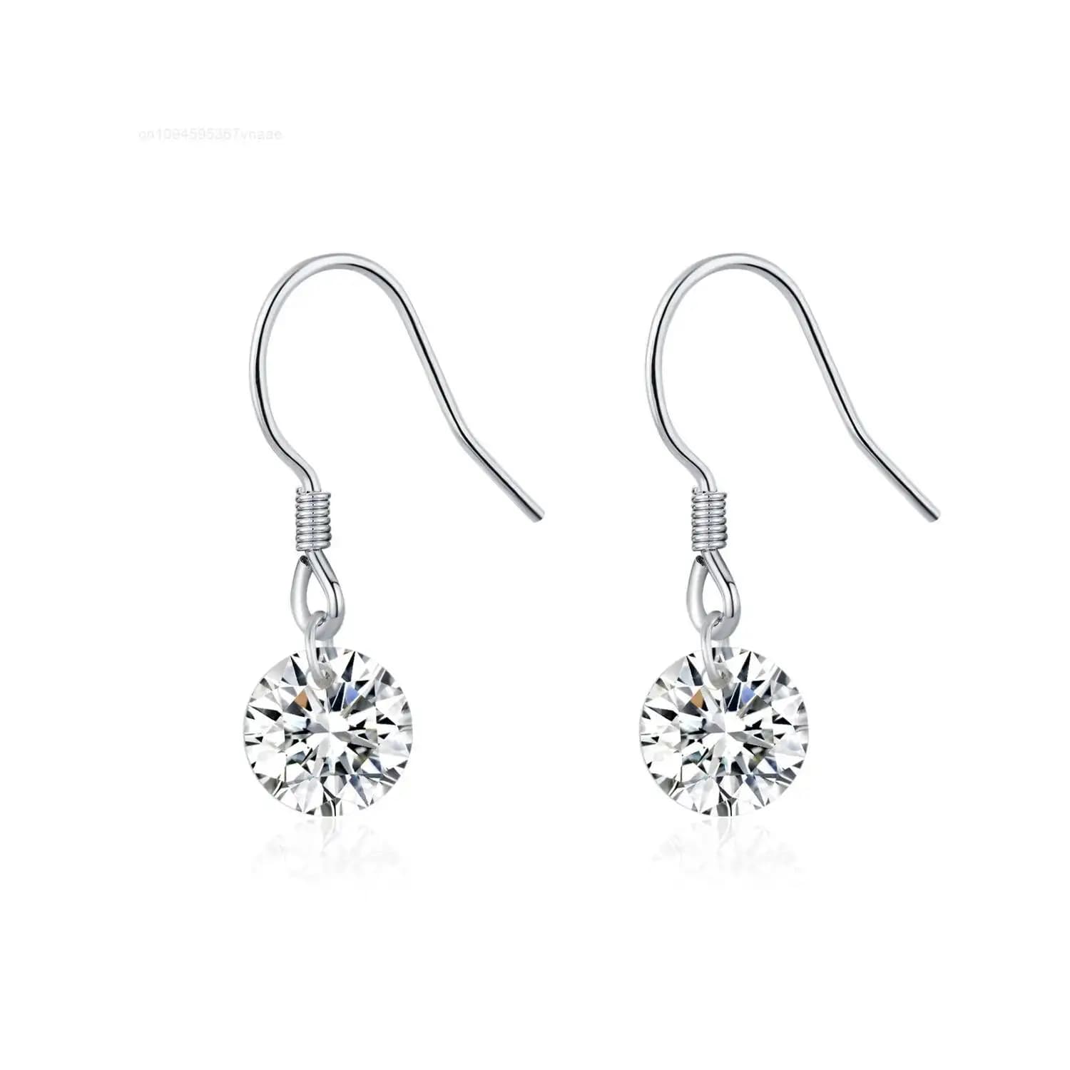 Eleganti Orecchini a Gancio con Diamante Singolo in Argento Sterling 925, Moissanite da 1Ct, Gioielli Raffinati per Donna, Accessori Regalo