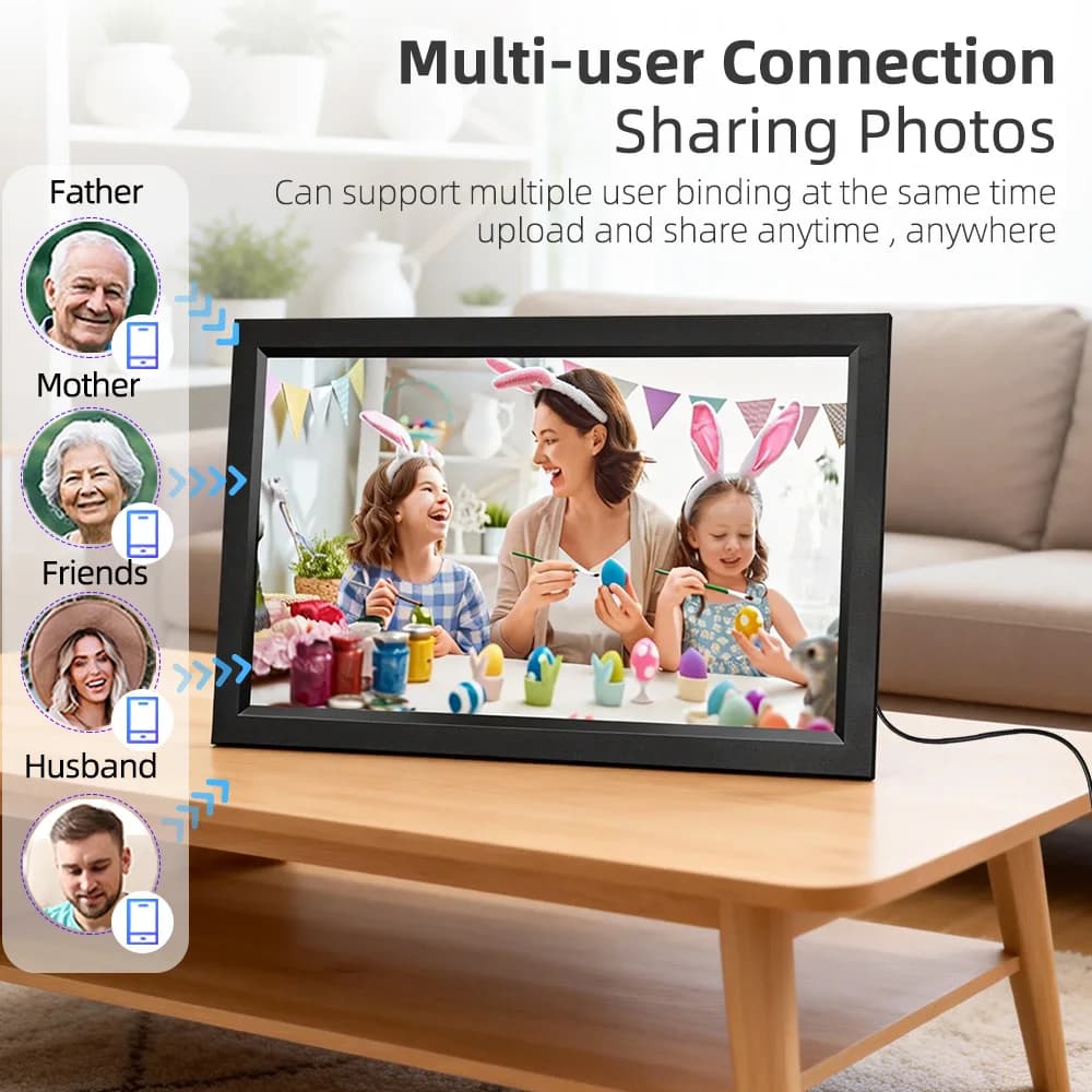 Cornice digitale WiFi da 15,6 pollici, 32GB, desktop, 1920x1080 IPS, touchscreen ad alta definizione, app Frameo, album elettronico intelligente