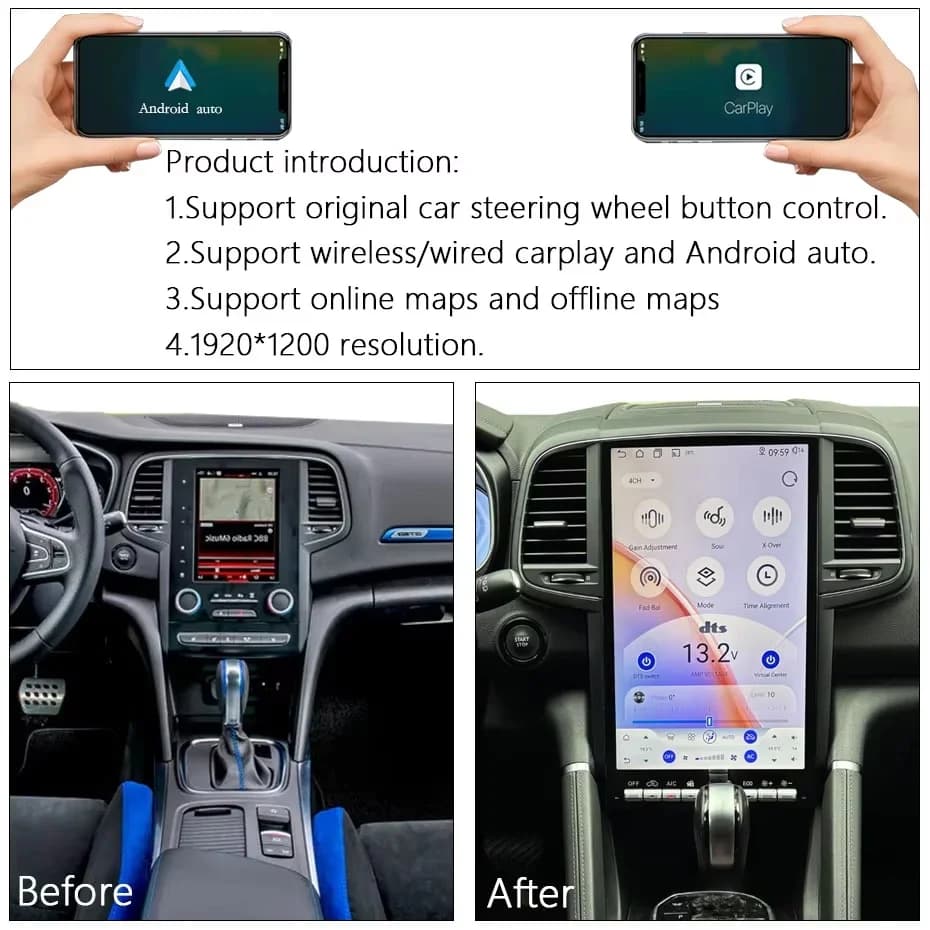 Android13 Car Intelligent System 14.5" Plug&Play Wireless CarPlay Android Auto DSP For Renault Megane4 Koleos Talisman 2016-2019