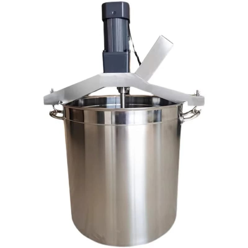 Macchina commerciale automatica per mescolare e friggere salse, impasti e ripieni, con padella per friggere.