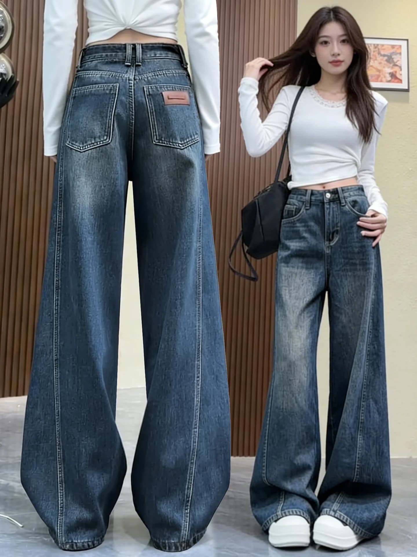 High Waist Wide Leg Jeans Women's Spring Autumn 2026 New Style Slimming Floor-Length Pants Retro Loose Versatile Straight Leg...
