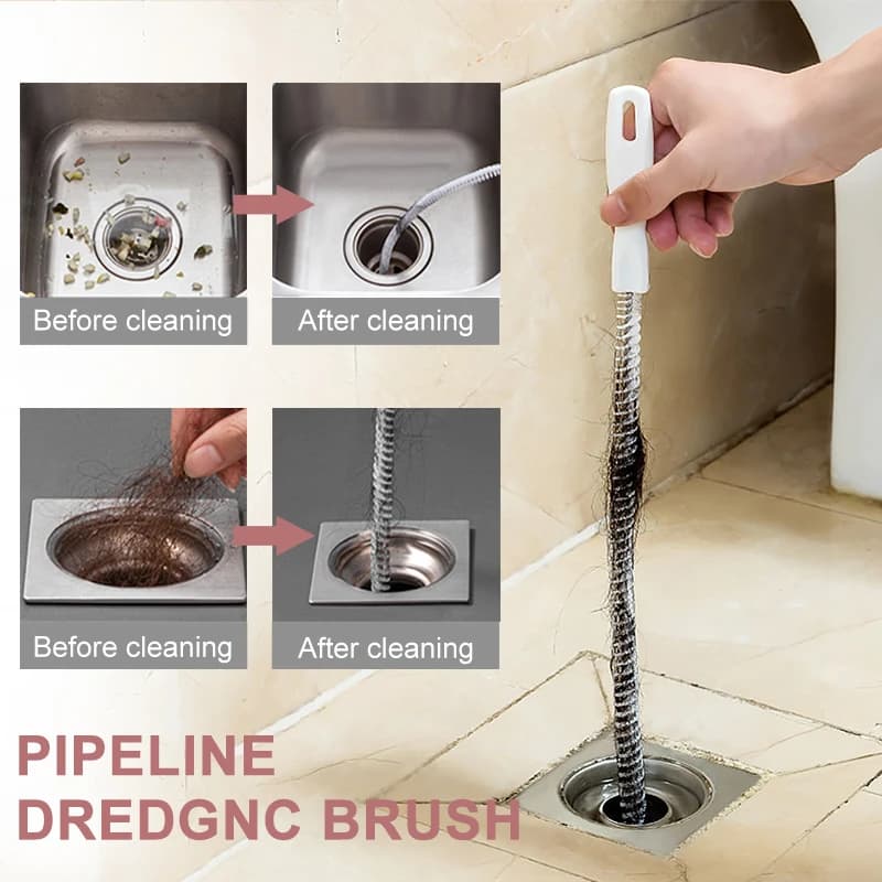 Spazzola per sbloccare tubi Vasca da bagno Detergente per capelli fognario Strumento di pulizia flessibile pieghevole per la pulizia di tubi fognari Prodotti per il bagno