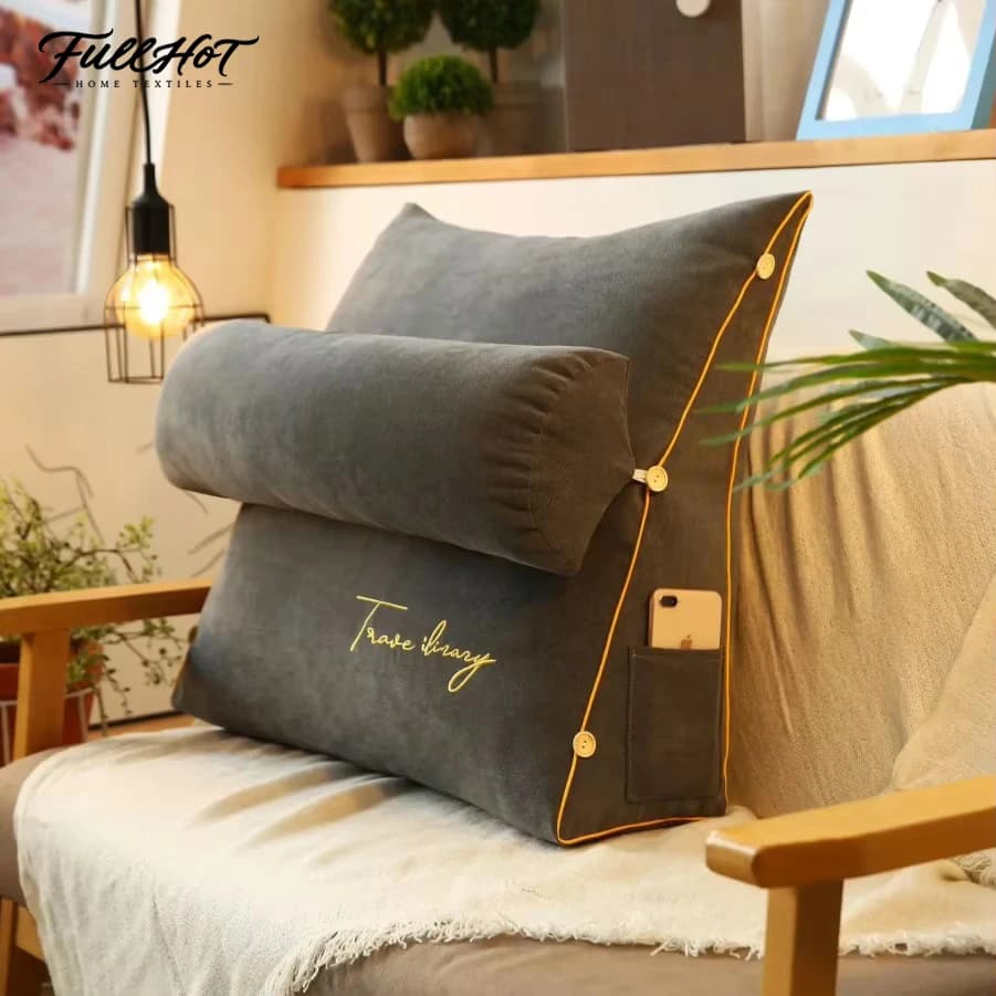 Japan Korean Triangular Bedside Cushion Reading Pillow Tatami Sofa Bed Back Lumbar Support Cushions Waist Backrest Throw Pillows