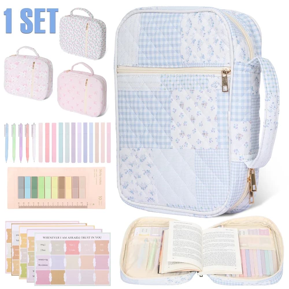 Set di Custodia per Bibbia con Manico, Cover per Bibbia con Accessori per lo Studio, Custodia Portatile Multiuso per Libri e Quaderni