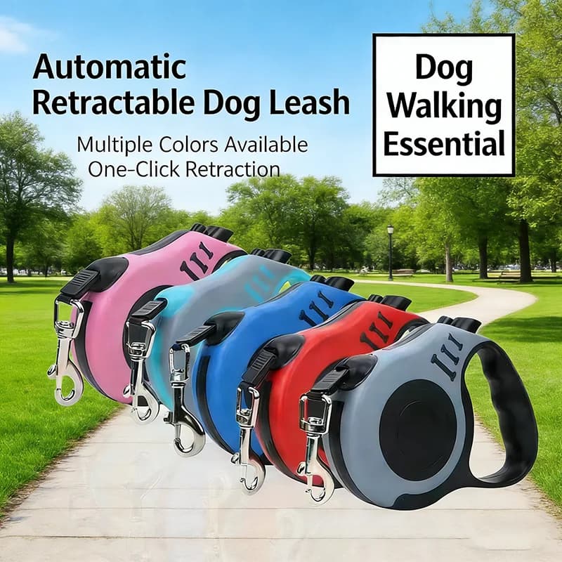 Guinzaglio Retrattile Automatico per Animali Domestici, Corda Regolabile in Nylon Resistente per Cani e Gatti, Dispositivo di Trazione Anti-Rottura