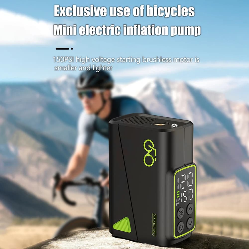 150 PSI Automatic Mini Air Pump Portable Pocket Electric Inflator Tire Pressure Display Inflator MTB Road Bike FV AV Accessories