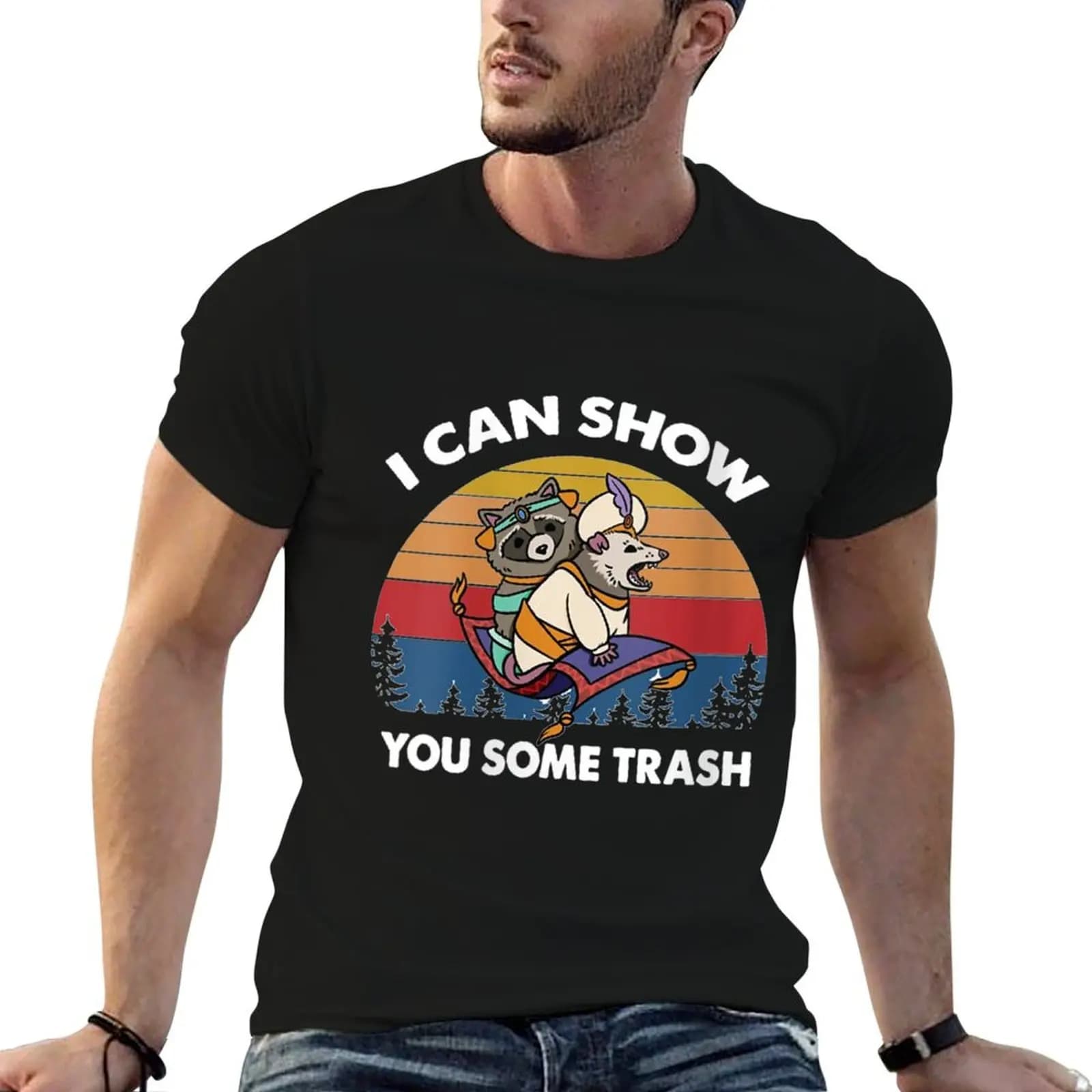 Womens I Can Show You Some Trash Rat Mouse And Raccoon Lovers T-Shirt Breathable Sportswear T-Shirt for Men