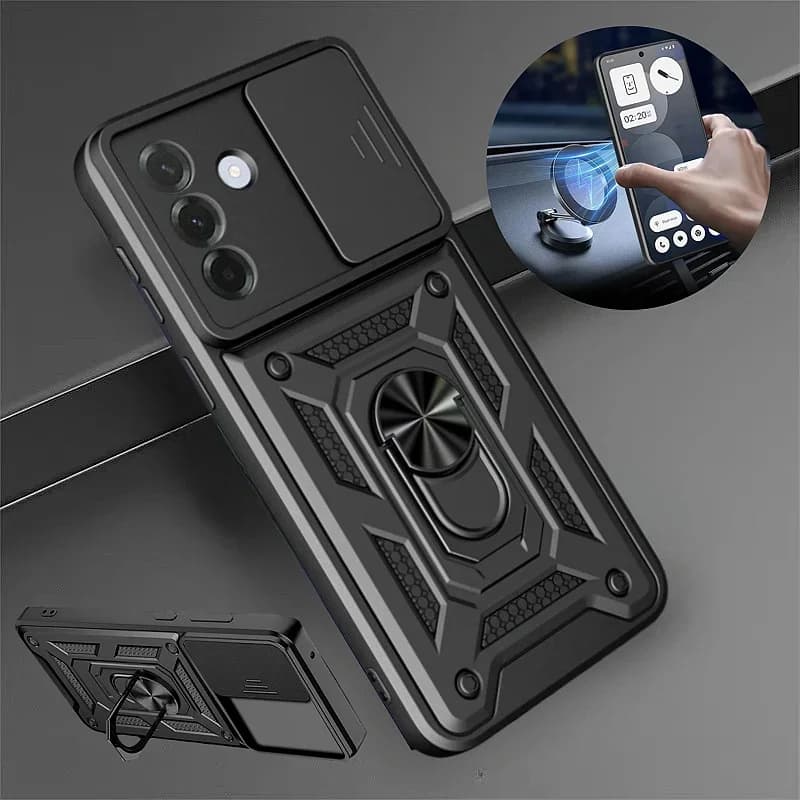 Custodia Protettiva Antiurto Armor per Samsung Galaxy A37 A57 5G con Protezione Lente Scorrevole e Anello Magnetico Supporto Integrato