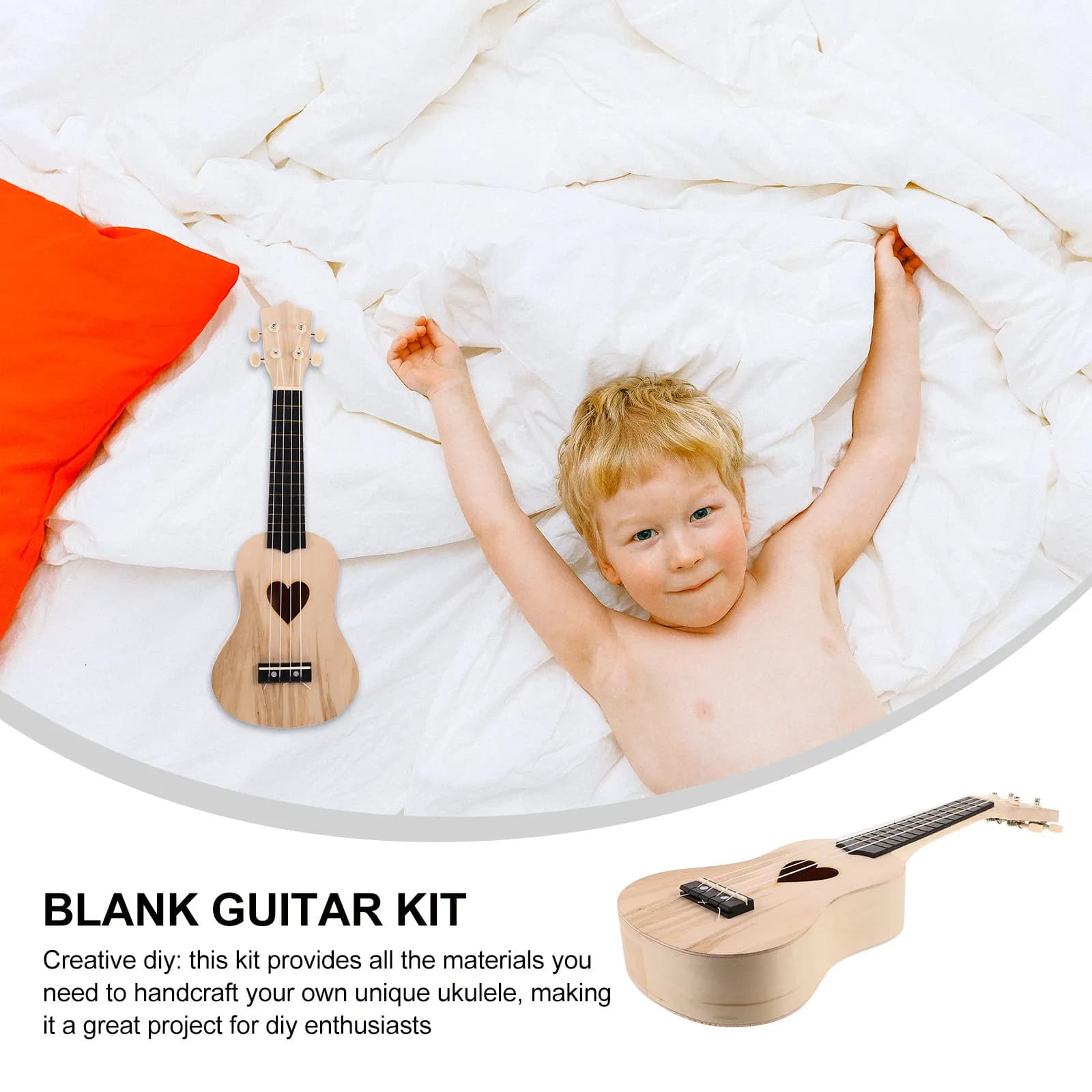 Set per Realizzazione Ukulele, Kit Fai-da-Te per Chitarra in Legno, Set di Montaggio Non Verniciato, Kit per Graffiti Fatto a Mano