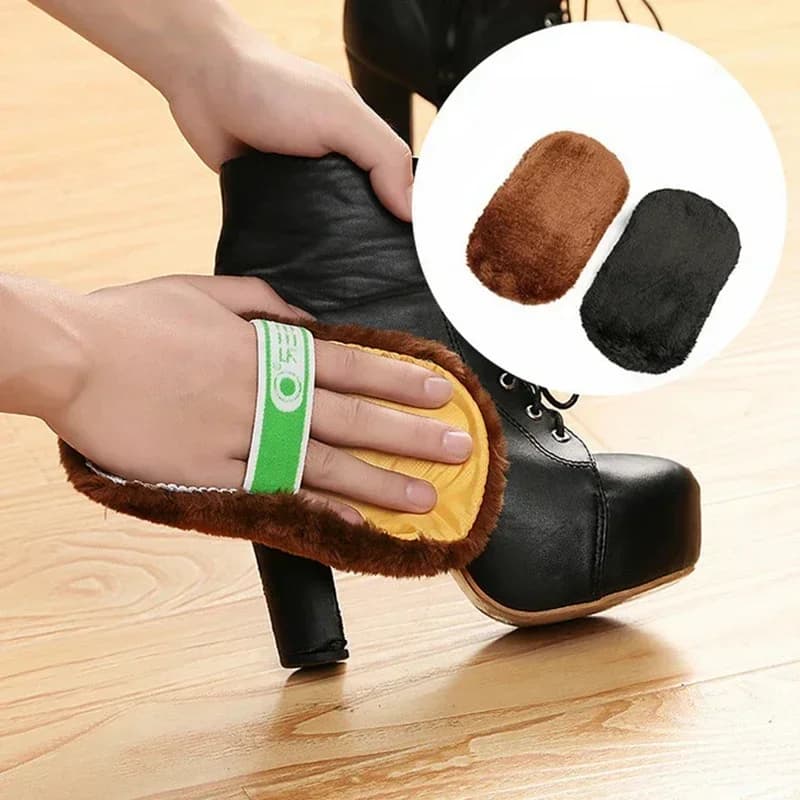 Guanti per scarpe Cura delle scarpe Agente per la pulizia delle scarpe Lana morbida Peluche Colore casuale Guanti per lucidare Cura per pulire le scarpe