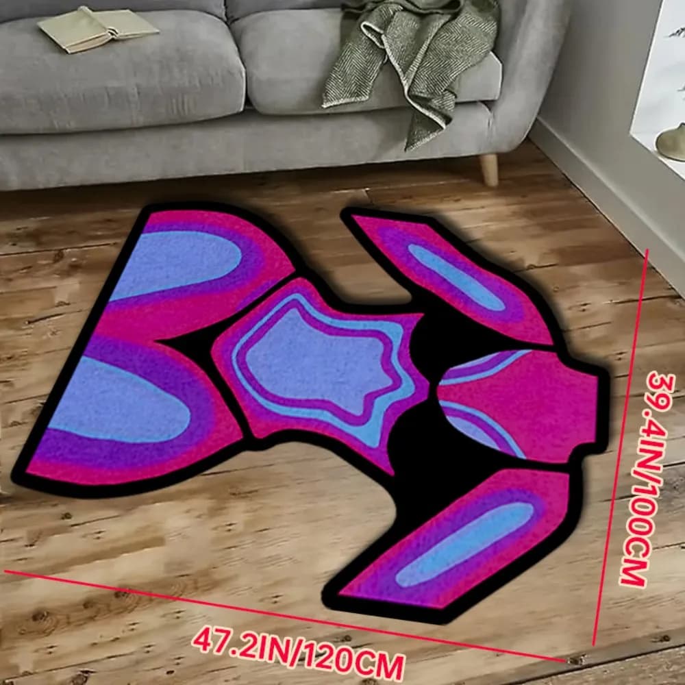 VIKAMA Irregular Shaped Shaggy Rug, Durable Non-Slip Waterproof Stain-Resistant Mat, Suitable for Living Room and Bedroom