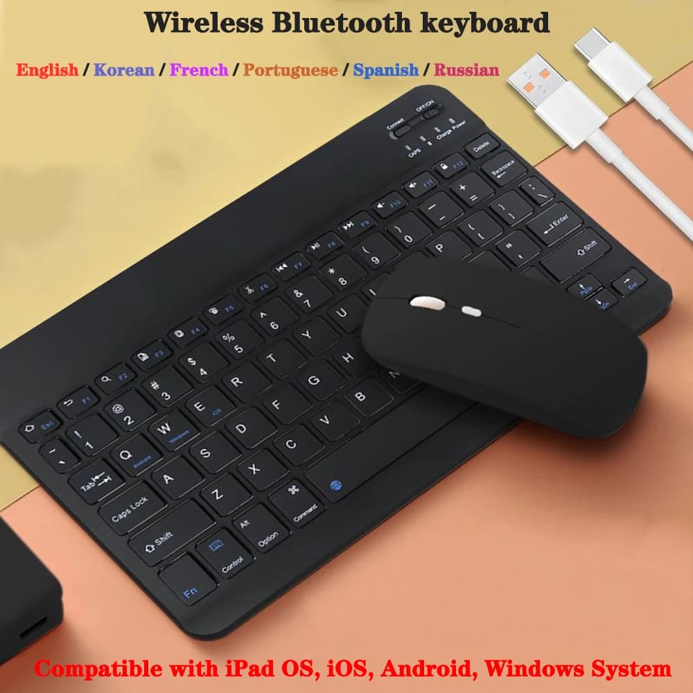 10 Inch Wireless Bluetooth Mini Keyboard for iPad Keyboard and Bluetooth mouse tablet for Samsung Xiaomi Android