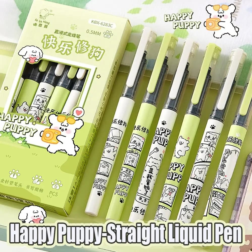 6 pz nuovo 0.5mm penna liquida diritta inchiostro nero scrittura cancelleria penna Gel asciugatura rapida liscia scrittura firma penna scuola/ufficio