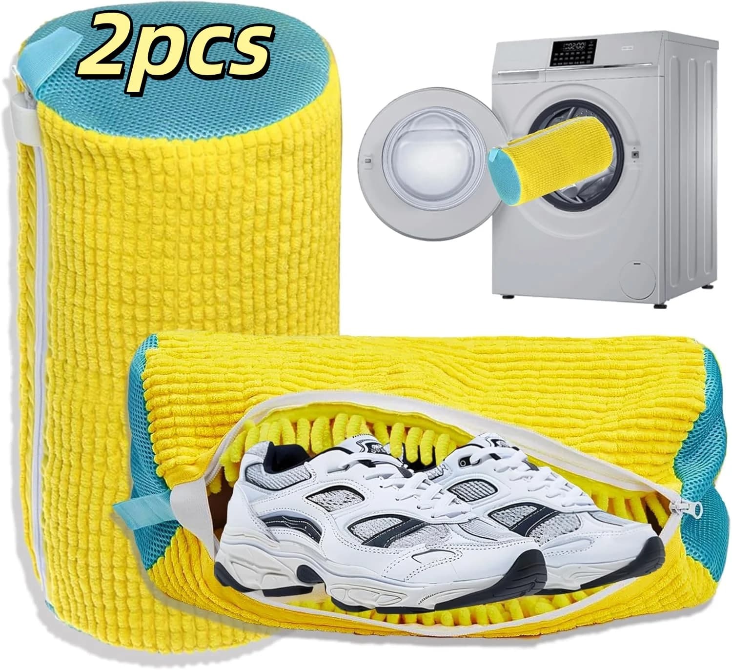 1/2 pcs Washing shoe bag Upholstered net 360 ° Linen bags for deep cleaning, washing machine and dryer, reusable, for cleaning shoes, for all types of shoes
