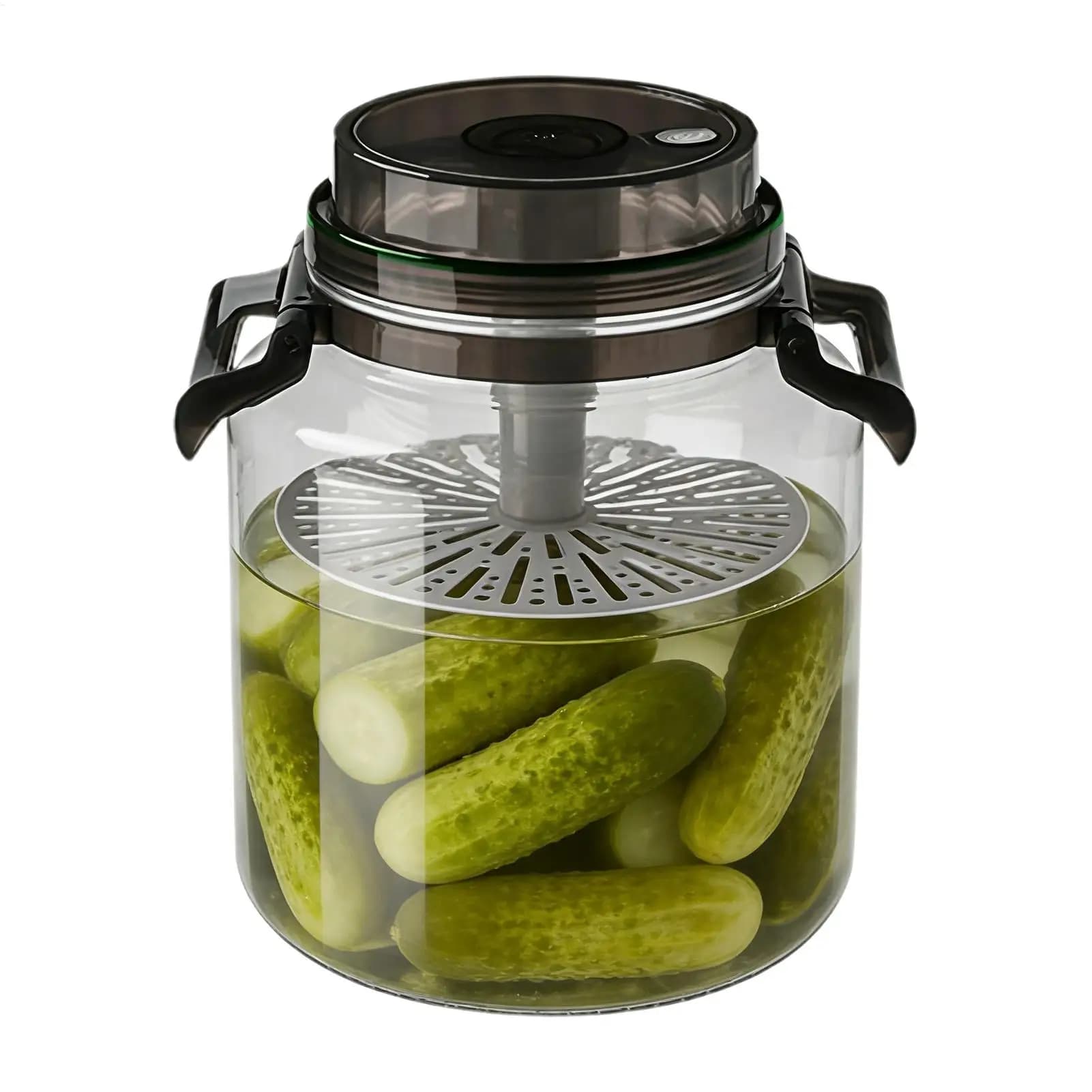 Barattolo per Sottaceti 5L, Contenitore Rotondo Ermetico con Manico per Fermentazione, per Kimchi, Cucina, Dispensa, Piano di Lavoro, Contenitore per Alimenti