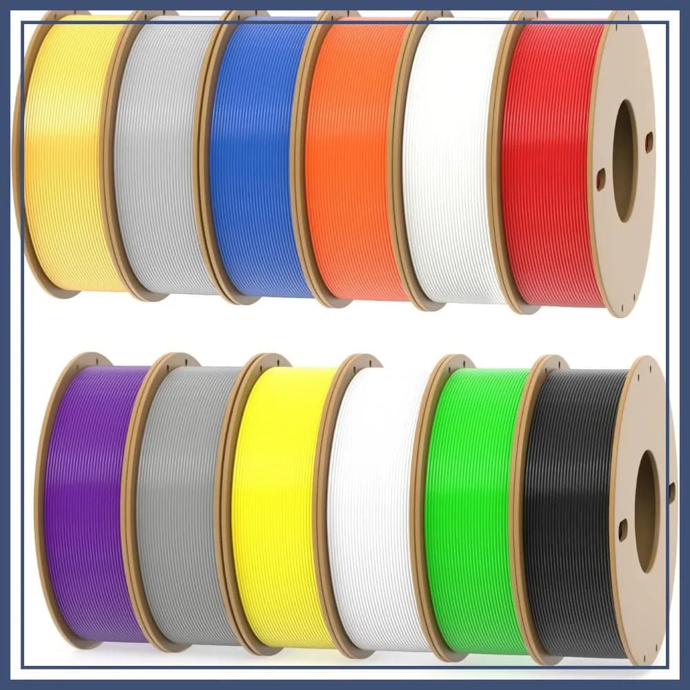 Filamento PLA+ per Stampante 3D 1.75mm, 12 Colori Assortiti, 250g Ciascuno, Totale 3KG, Senza Grovigli