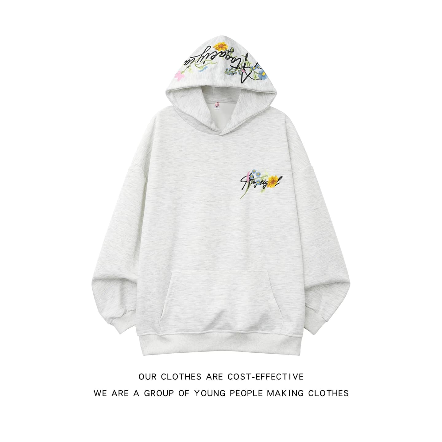 Trendy Street Style Floral Embroidery Hoodie Men's Design Heavyweight American Trend Couple's Top Hat Sweatshirt Jacket