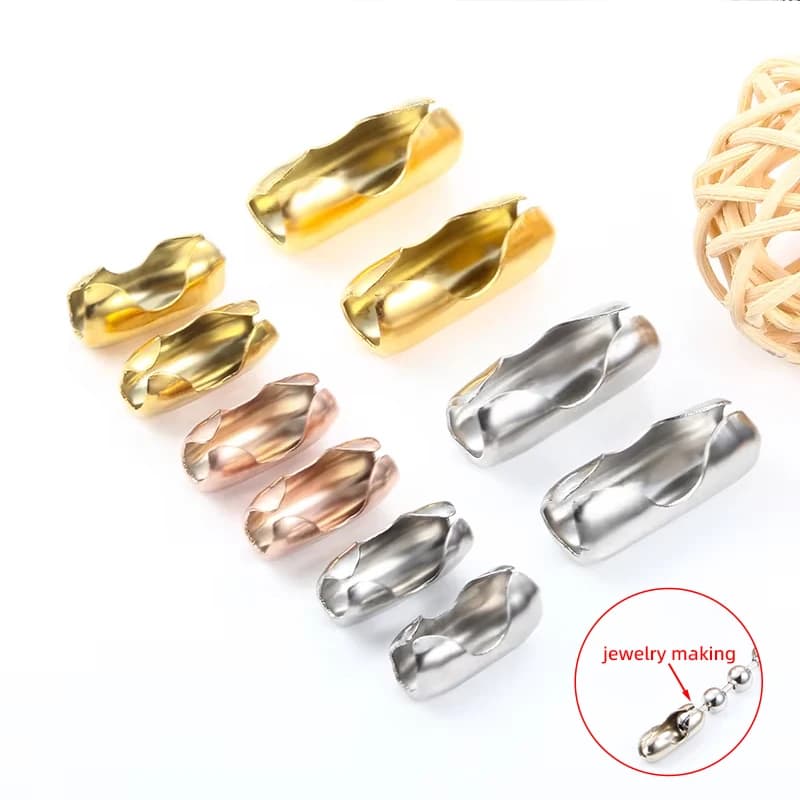 Connettori per fermagli a catena a sfera in acciaio inossidabile per la creazione di gioielli Perline Portachiavi Materiale Forniture per accessori per braccialetti per collane fai-da-te