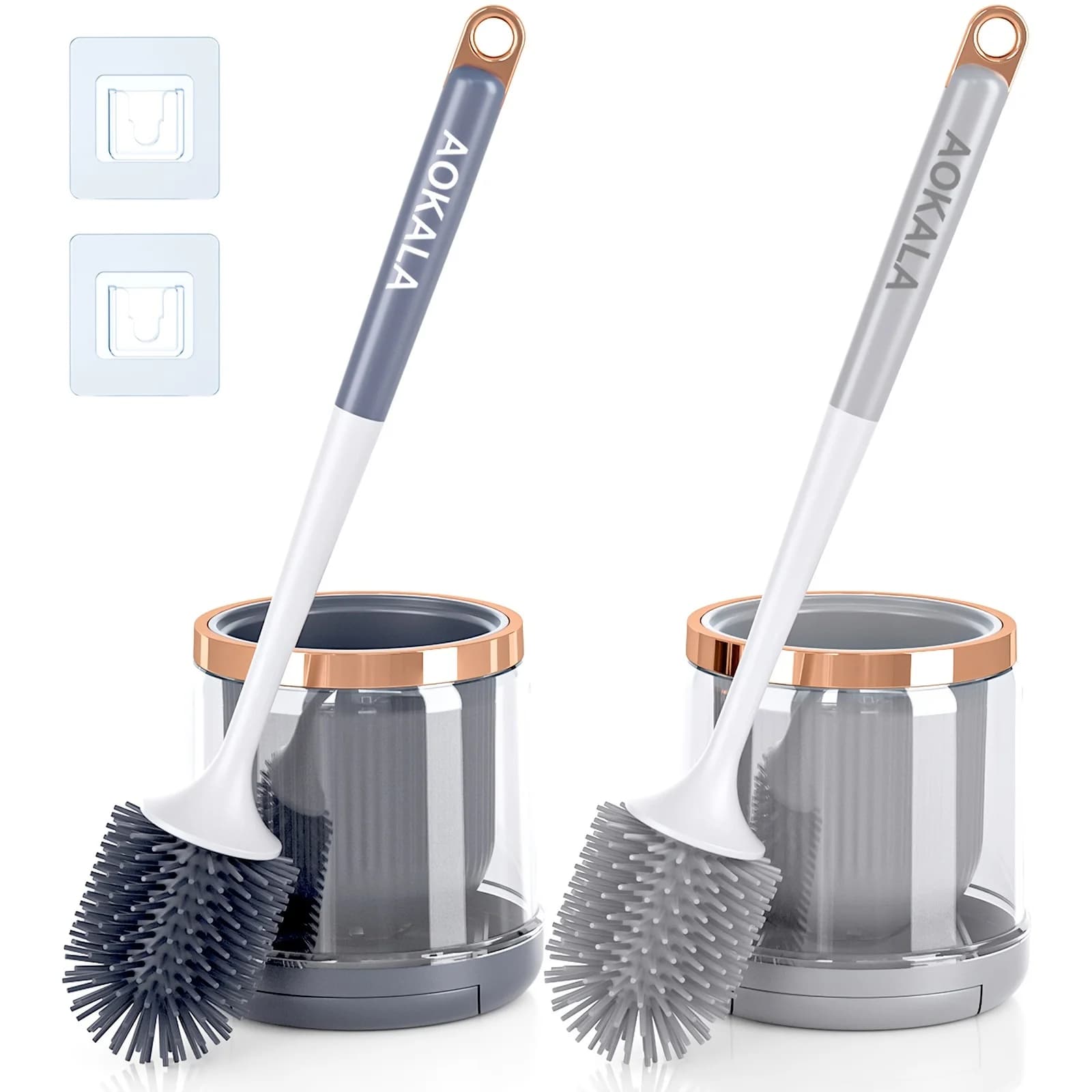 Set scopino per WC in silicone con supporto e pinzette, detergente per ciotole con manico lungo per bagno, kit igienico per pulizia profonda