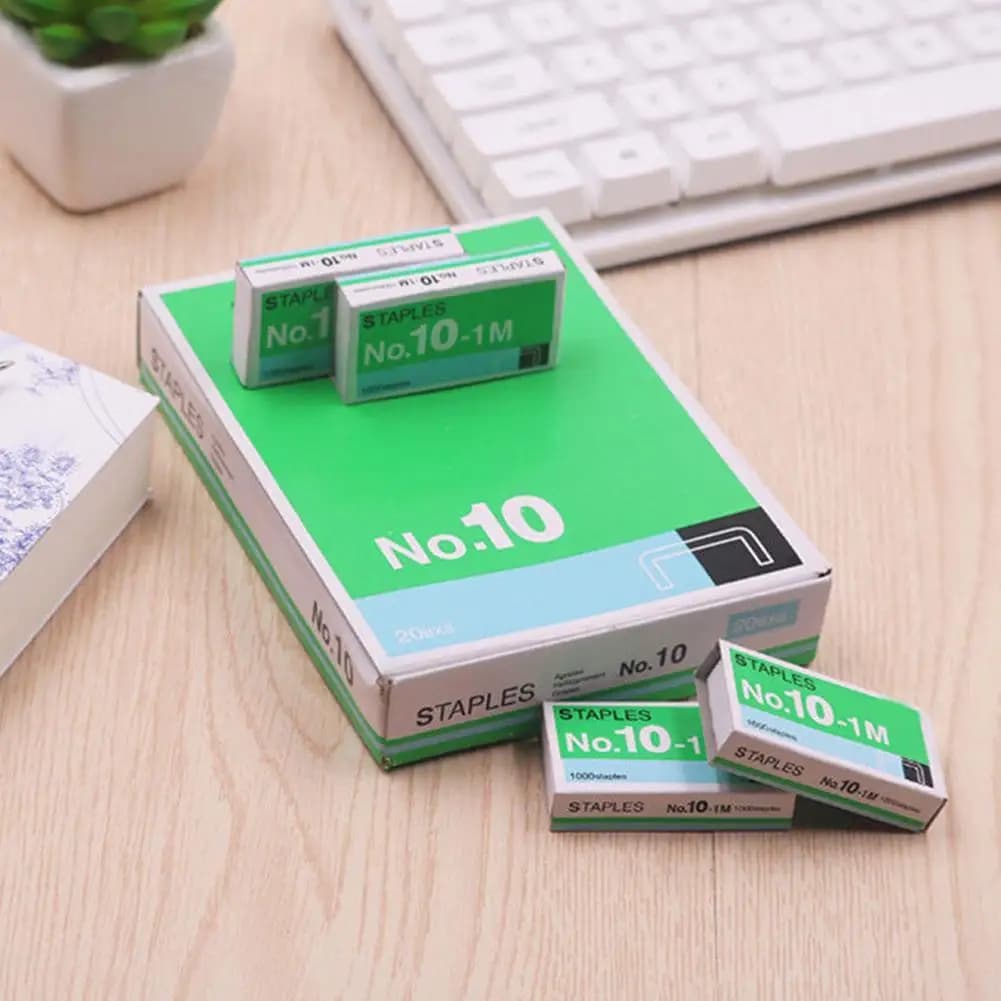 New High Quality 1000 Pcs No 10 Standard Metal Staples Box For Desktop Office Stapler Durable Heavy Duty Binding Supplies