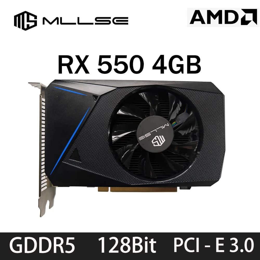 Scheda Grafica MLLSE AMD RX 550 4GB GDDR5 128Bit DVI HDMI DP PCI-E 3.0 GPU Radeon RX 550 per Gaming