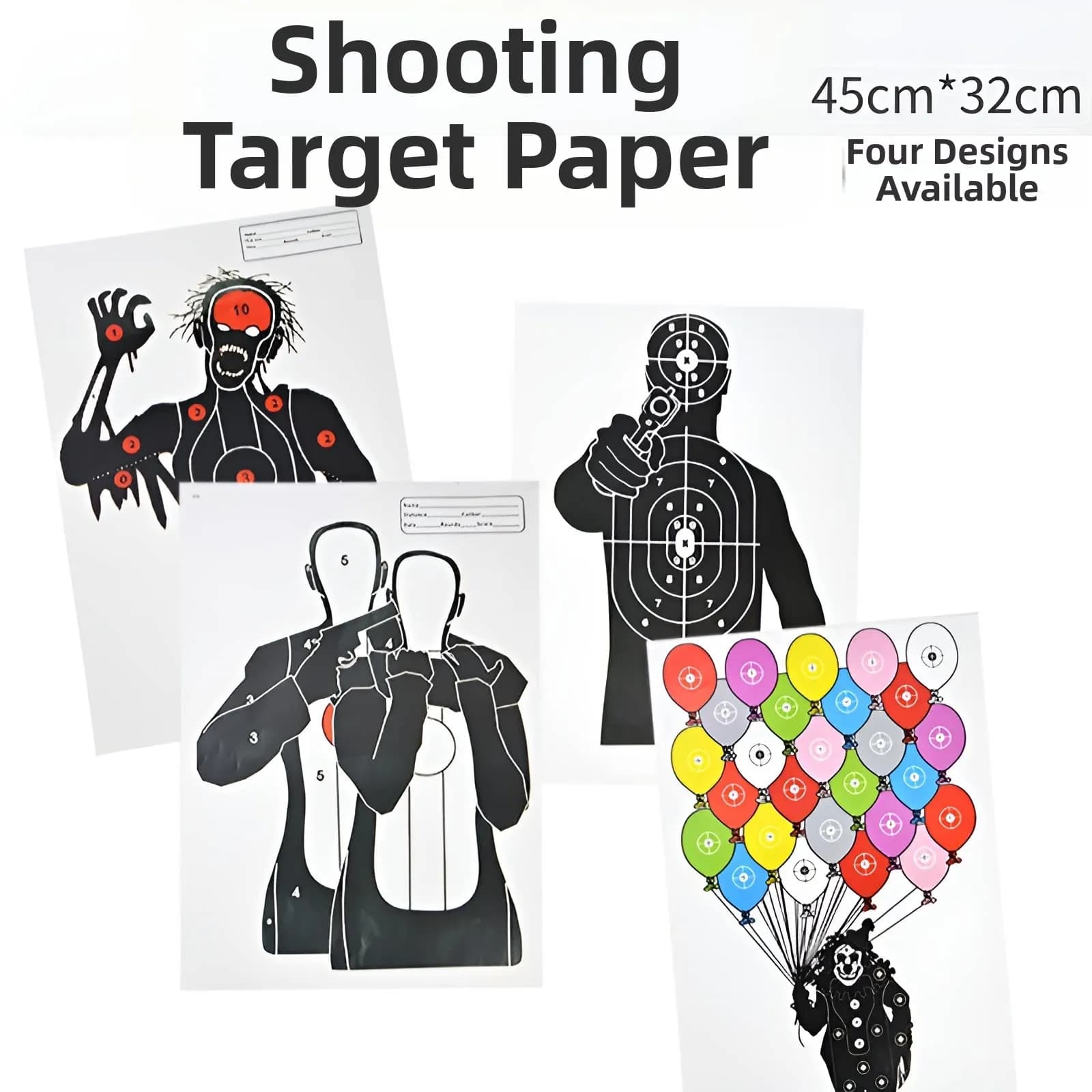Carta Bersaglio 45x32cm per Armi da Fuoco, Airsoft, Tiro con l'Arco e Paintball - Novità