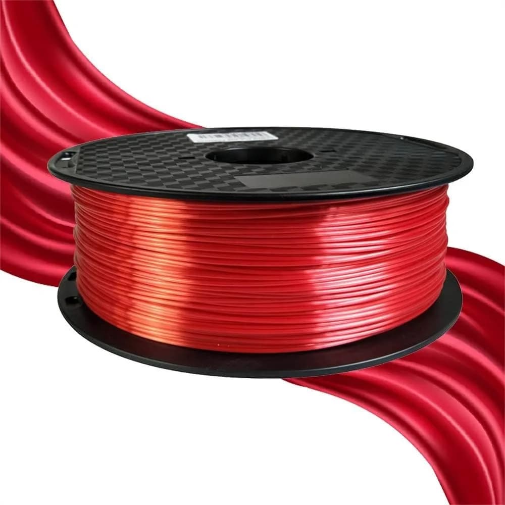 Filamento PLA Rosso Seta 1.75 mm 1KG per Stampante 3D FDM, Bobina con Finitura Metallica Lucida
