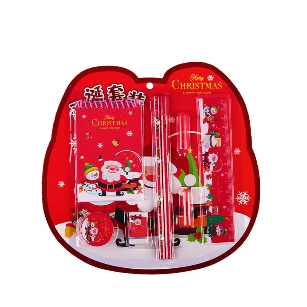 Student Gift Box Christmas Stationery Set Ruler Memo Pads Christmas Pencils Eraser Pencil Kids Christmas Stationery Gifts