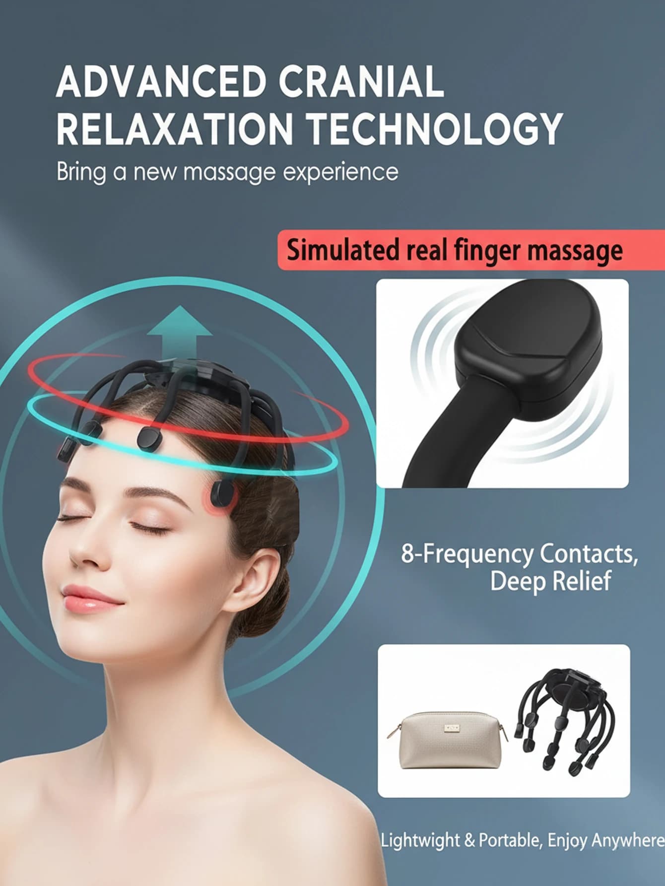 2026 Ultra Scalp Massager, Head Massager StressRelease Massager with 8-Frequency VibratingContacts 360 Degree Portable Rechargea