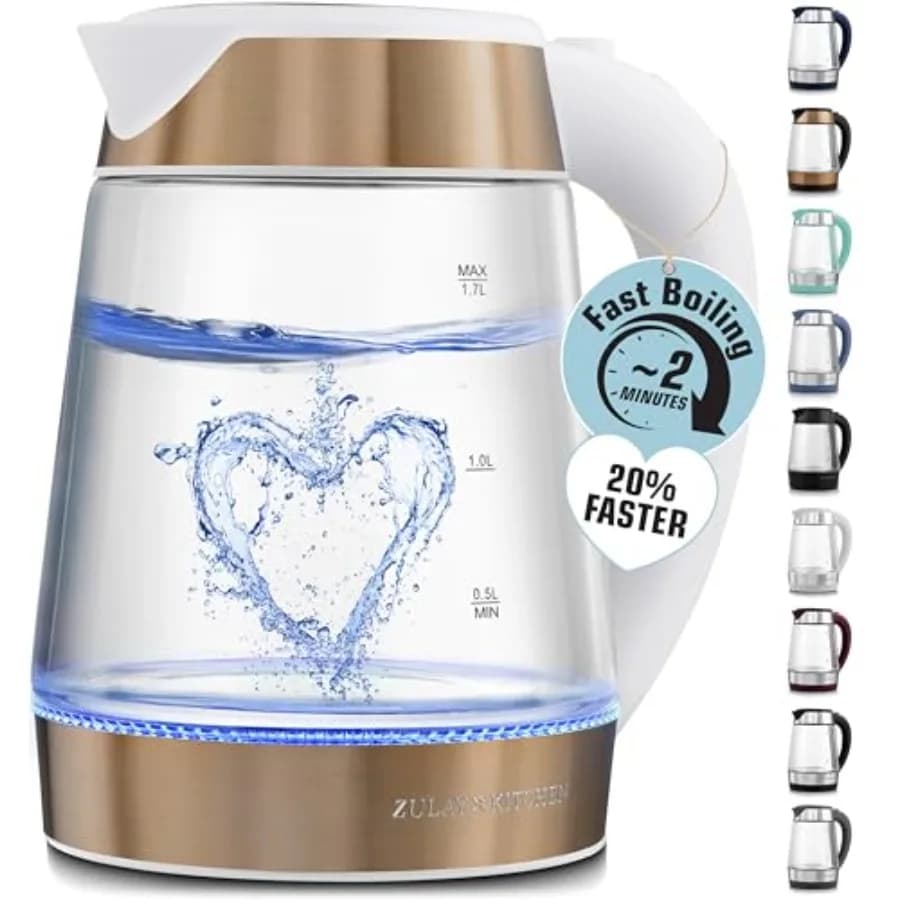 Bollitore Elettrico a Ebollizione Rapida - 1.7L, 1500W, Spegnimento Automatico per Protezione da Surriscaldamento e Bollitura a Secco, Manico Cool-Touch, Rotazione a 360° ° B