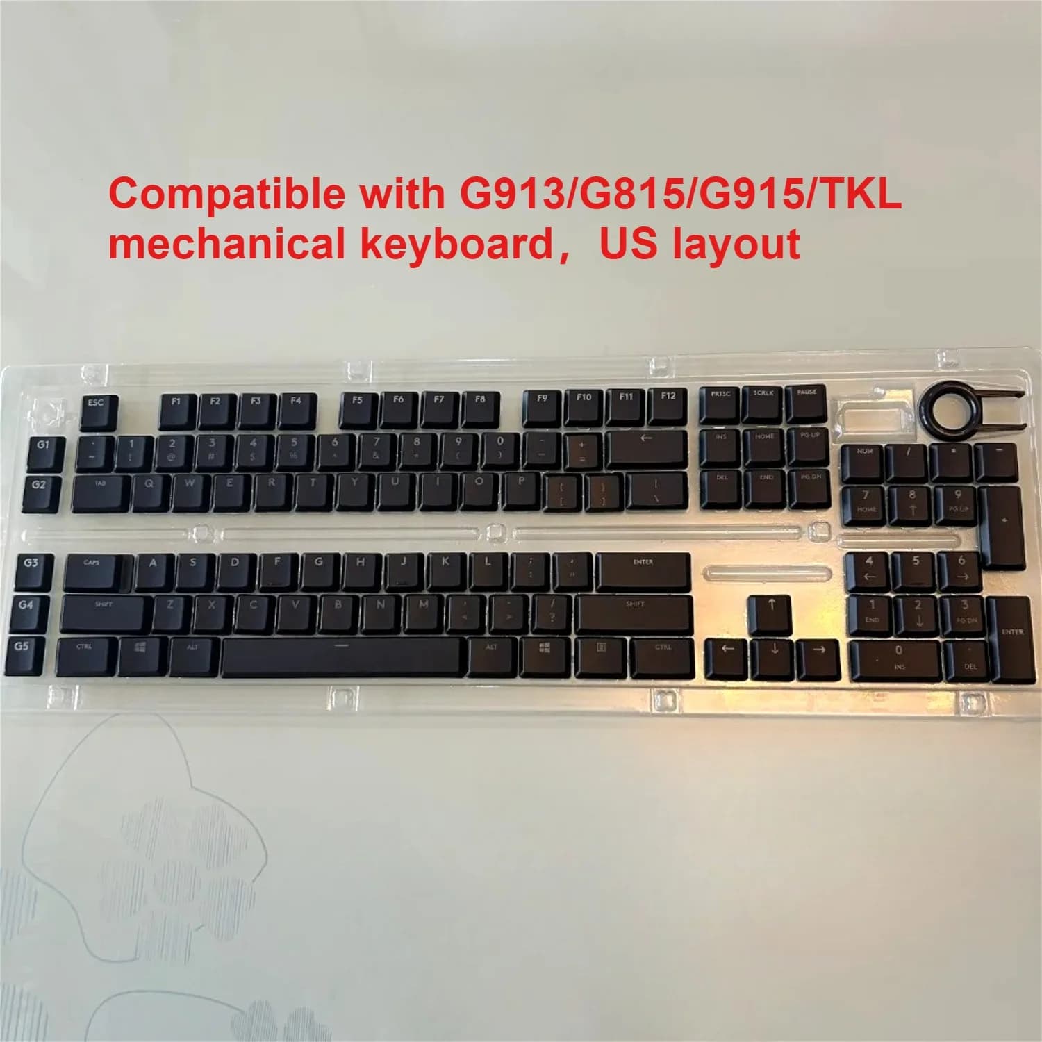 Low profile transparent keys compatible with mechanical keyboards Logitech G913/G815/G915/TKL with American layout