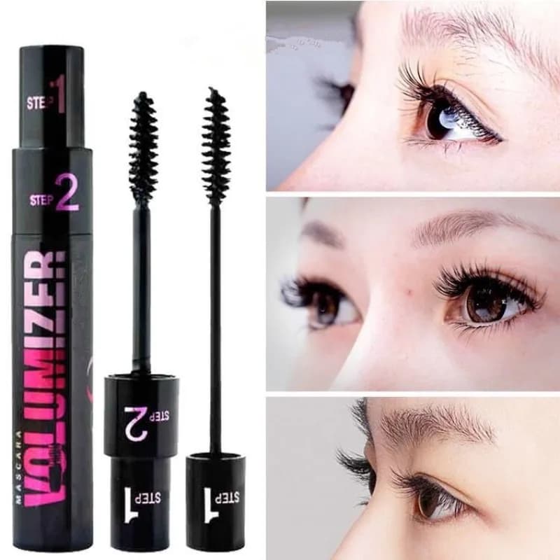 Mascara 2 in 1 a doppia punta, ciglia naturalmente incurvate, impermeabile, anti-sudore, ciglia a lunga durata, allunga le ciglia, cosmetico per il trucco