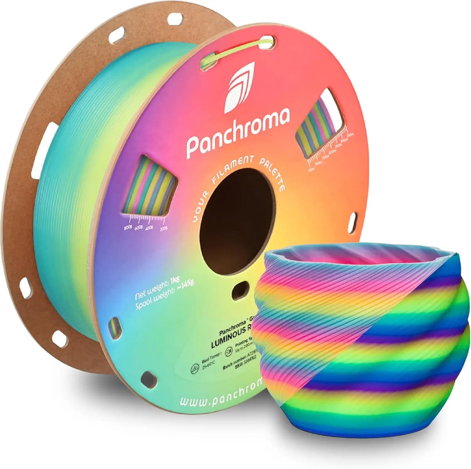 Filament PLA Bright Smooth Rainbow 1.75mm, 3D Printing Material for Most FDM Printers, 1kg Coil